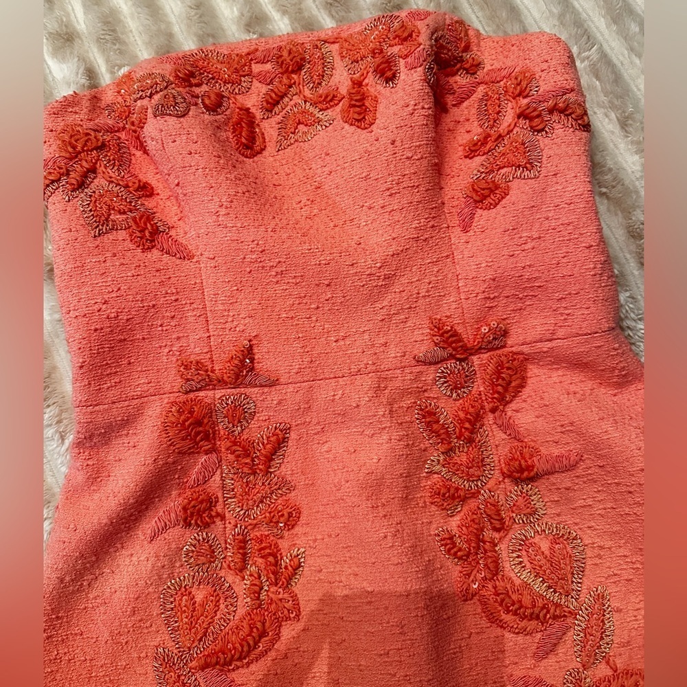 New CAROLINA HERRERA Runaway Embroidered Mini Dress In Pink Size 6 - Picture 3 of 16
